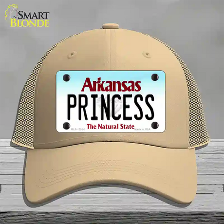 Princess Arkansas Novelty License Plate Hat Mesh / Khaki