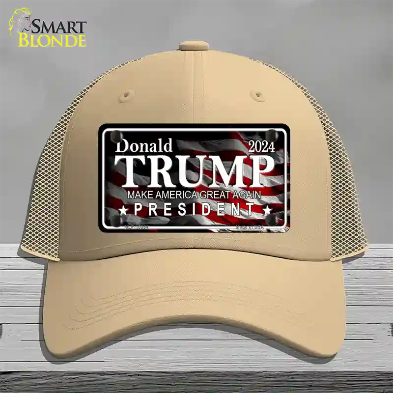 Trump 2024 Novelty License Plate Hat Mesh / Khaki