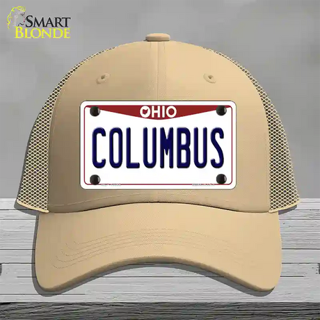 Columbus Ohio Novelty License Plate Hat Mesh / Khaki