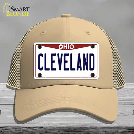 Cleveland Ohio Novelty License Plate Hat Mesh / Khaki