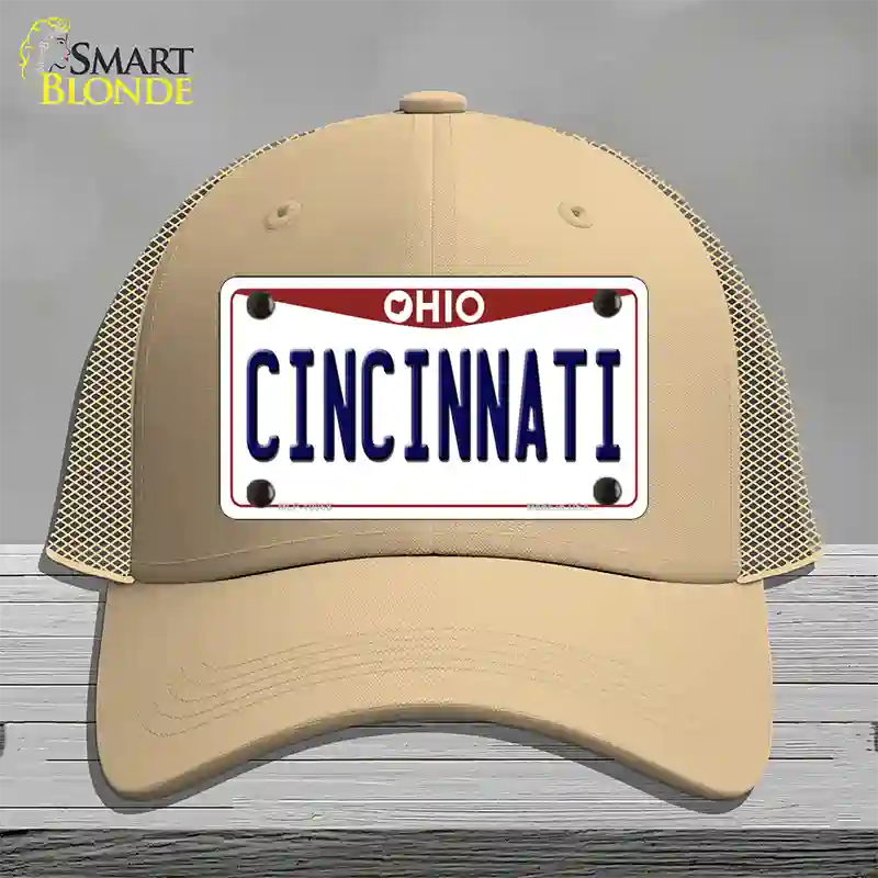 Cincinnati Ohio Novelty License Plate Hat Mesh / Khaki