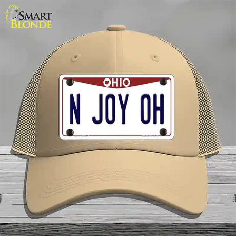 N Joy OH Ohio Novelty License Plate Hat Mesh / Khaki