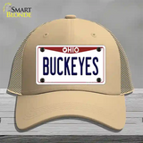 Buckeyes Ohio Novelty License Plate Hat Mesh / Khaki