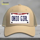 Ohio Girl Ohio Novelty License Plate Hat Mesh / Khaki