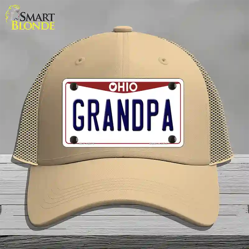 Grandpa Ohio Novelty License Plate Hat Mesh / Khaki