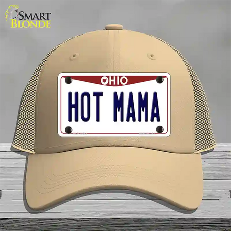 Hot Mama Ohio Novelty License Plate Hat Mesh / Khaki