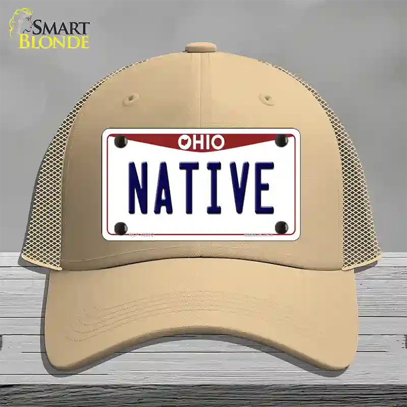 Native Ohio Novelty License Plate Hat Mesh / Khaki