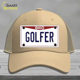 Golfer Ohio Novelty License Plate Hat Mesh / Khaki