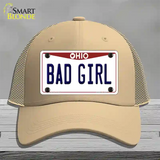 Bad Girl Ohio Novelty License Plate Hat Mesh / Khaki