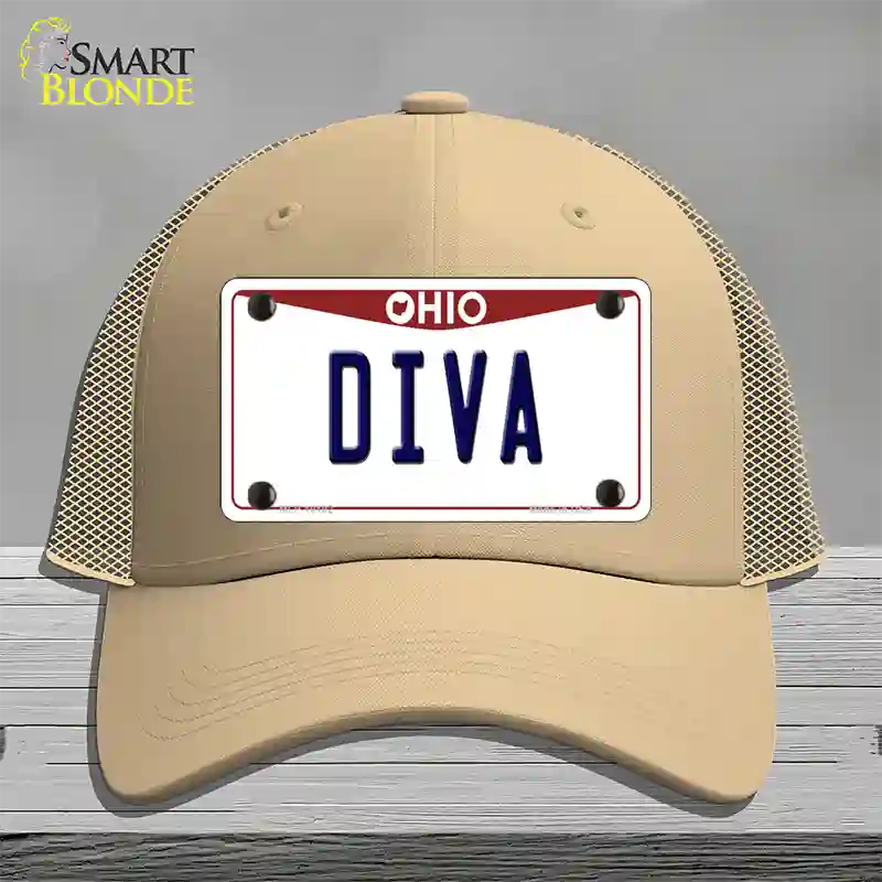 Diva Ohio Novelty License Plate Hat Mesh / Khaki