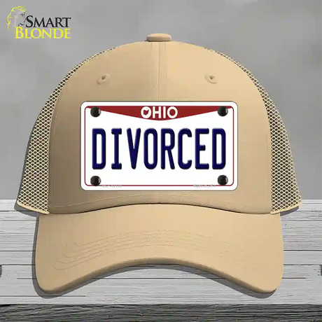 Divorced Ohio Novelty License Plate Hat Mesh / Khaki