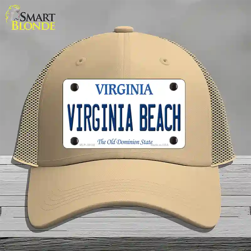 Virginia Beach Virginia Novelty License Plate Hat Mesh / Khaki