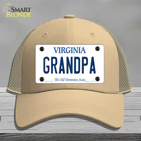 Grandpa Virginia Novelty License Plate Hat Mesh / Khaki