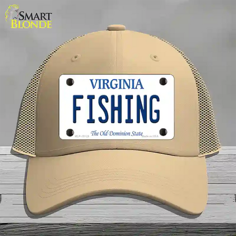 Fishing Virginia Novelty License Plate Hat Mesh / Khaki