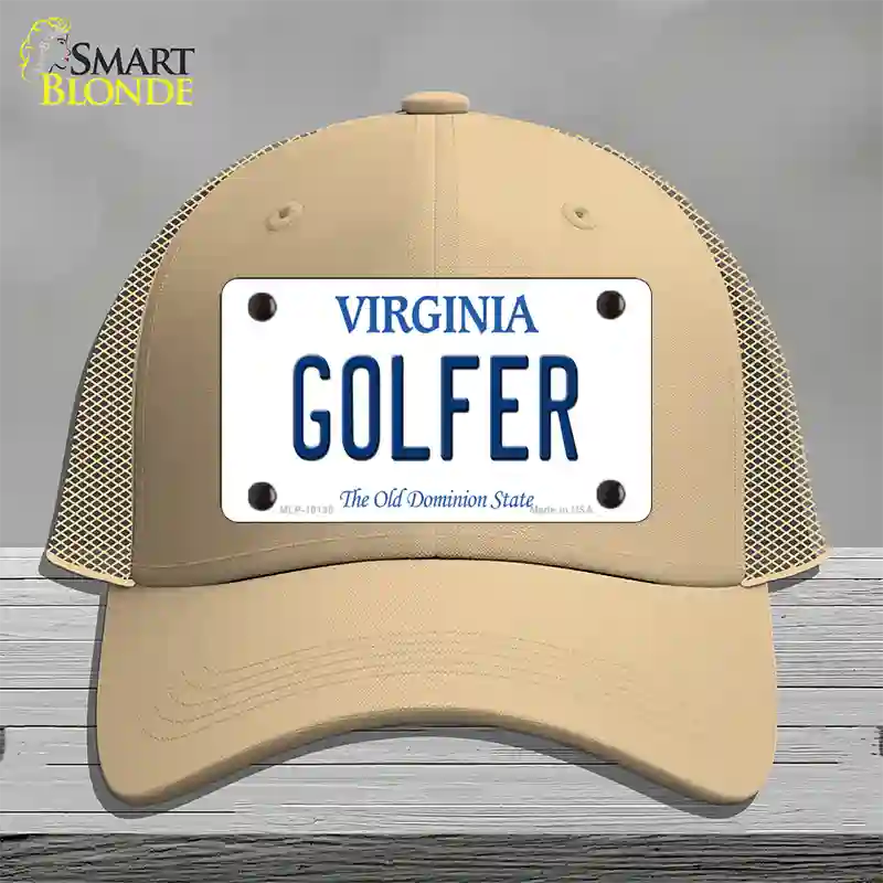 Golfer Virginia Novelty License Plate Hat Mesh / Khaki