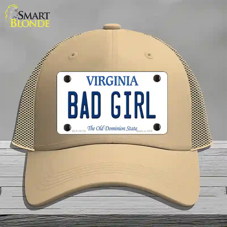 Bad Girl Virginia Novelty License Plate Hat Mesh / Khaki