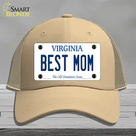 Best Mom Virginia Novelty License Plate Hat Mesh / Khaki