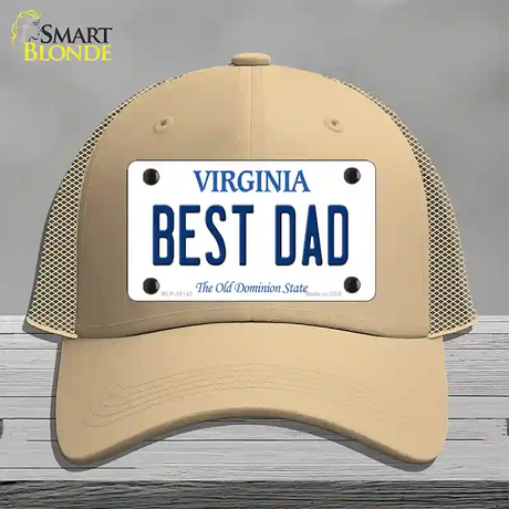 Best Dad Virginia Novelty License Plate Hat Mesh / Khaki