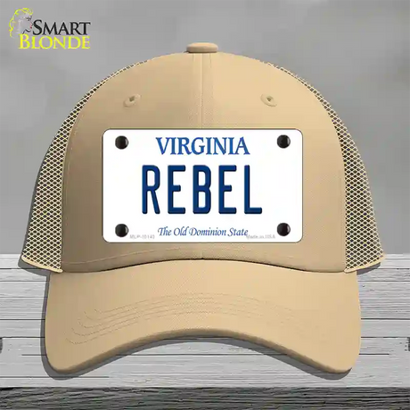 Rebel Virginia Novelty License Plate Hat Mesh / Khaki