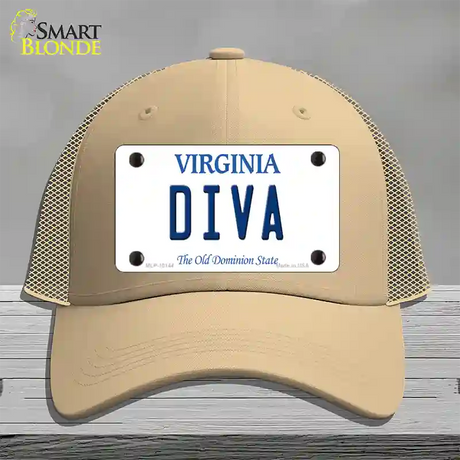 Diva Virginia Novelty License Plate Hat Mesh / Khaki