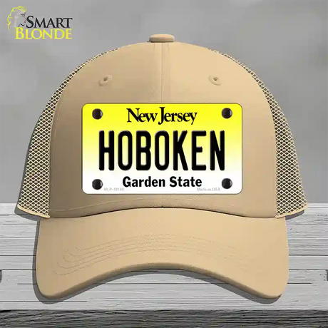 Hoboken New Jersey Novelty License Plate Hat Mesh / Khaki