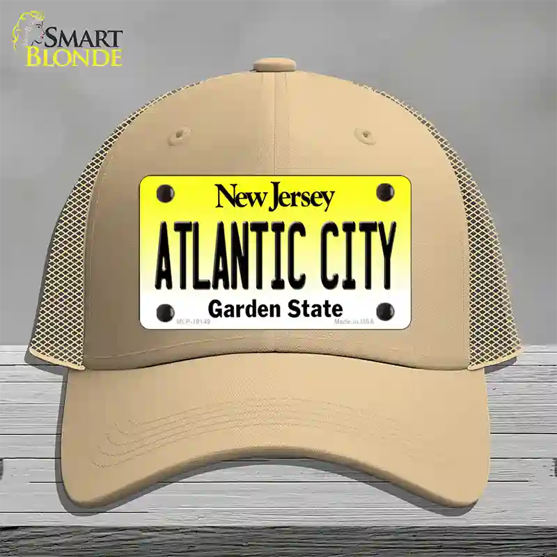 Atlantic City New Jersey Novelty License Plate Hat Mesh / Khaki