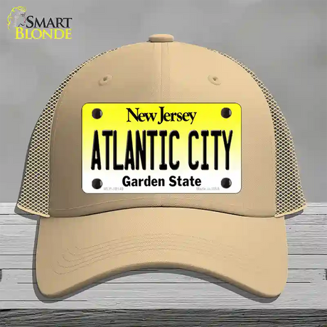 Atlantic City New Jersey Novelty License Plate Hat Mesh / Khaki