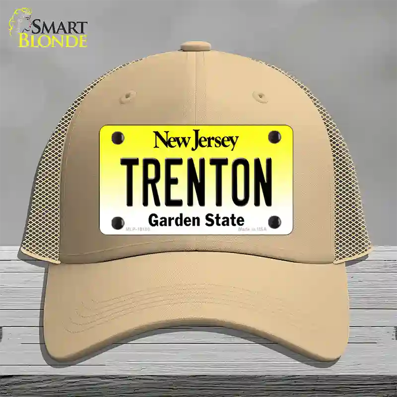 Trenton New Jersey Novelty License Plate Hat Mesh / Khaki