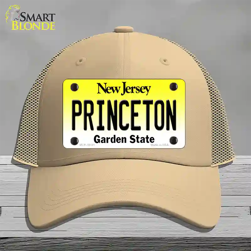 Princeton New Jersey Novelty License Plate Hat Mesh / Khaki