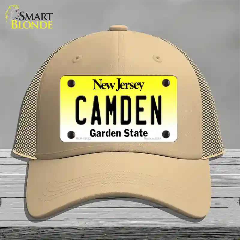 Camden New Jersey Novelty License Plate Hat Mesh / Khaki