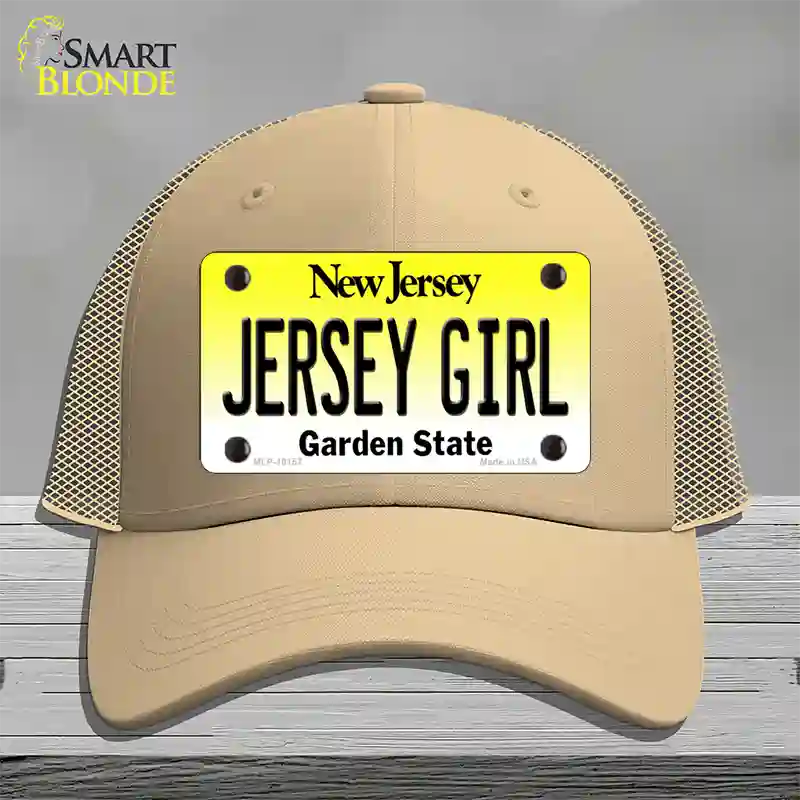 Jersey Girl New Jersey Novelty License Plate Hat Mesh / Khaki