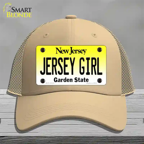 Jersey Girl New Jersey Novelty License Plate Hat Mesh / Khaki