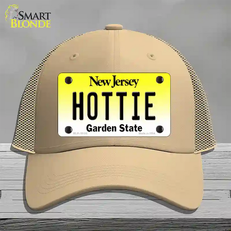 Hottie New Jersey Novelty License Plate Hat Mesh / Khaki