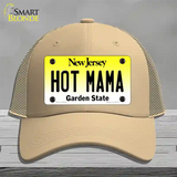 Hot Mama New Jersey Novelty License Plate Hat Mesh / Khaki