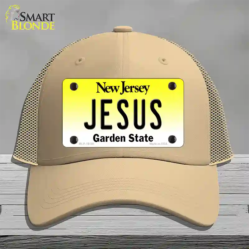 Jesus New Jersey Novelty License Plate Hat Mesh / Khaki