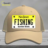 Fishing New Jersey Novelty License Plate Hat Mesh / Khaki