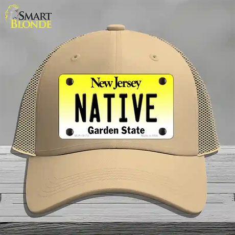 Native New Jersey Novelty License Plate Hat Mesh / Khaki