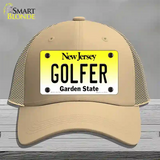 Golfer New Jersey Novelty License Plate Hat Mesh / Khaki