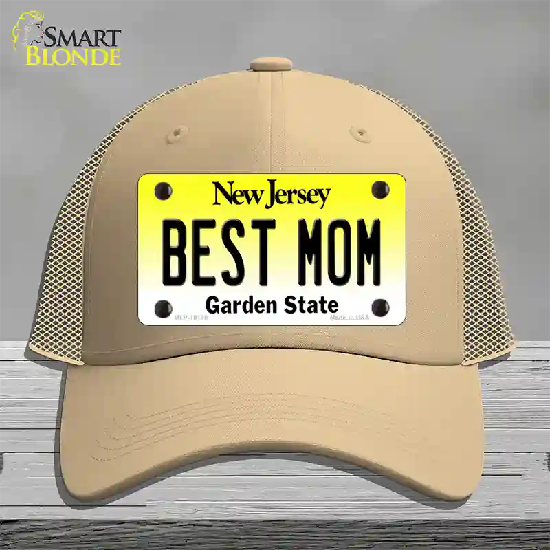 Best Mom New Jersey Novelty License Plate Hat Mesh / Khaki