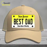 Best Dad New Jersey Novelty License Plate Hat Mesh / Khaki