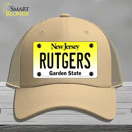 Rutgers New Jersey Novelty License Plate Hat Mesh / Khaki