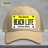 Beach Life New Jersey Novelty License Plate Hat Mesh / Khaki