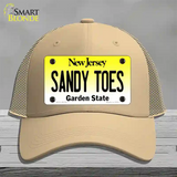 Sandy Toes New Jersey Novelty License Plate Hat Mesh / Khaki