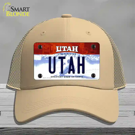 Utah Life Elevated Novelty License Plate Hat Mesh / Khaki