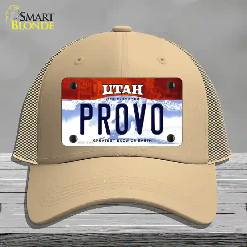 Provo Utah Novelty License Plate Hat Mesh / Khaki