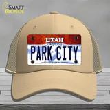 Park City Utah Novelty License Plate Hat Mesh / Khaki