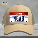 Moab Utah Novelty License Plate Hat Mesh / Khaki