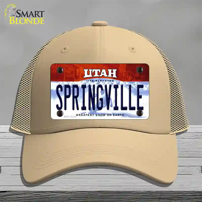 Springville Utah Novelty License Plate Hat Mesh / Khaki