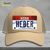 Heber Utah Novelty License Plate Hat Mesh / Khaki