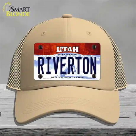 Riverton Utah Novelty License Plate Hat Mesh / Khaki